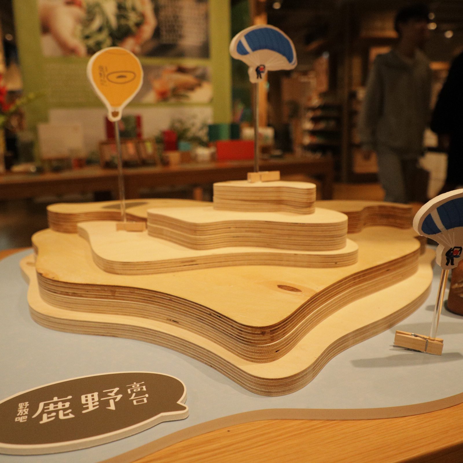 鹿野高台地景模型裝置，熱氣球與飛行傘造型標記插件