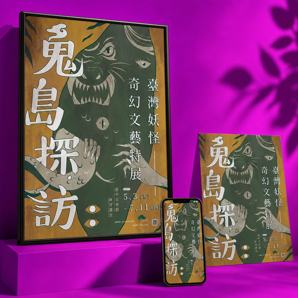 鬼島探訪：臺灣妖怪奇幻文藝特展主視覺應用陳列：海報、手機｜好心地文創