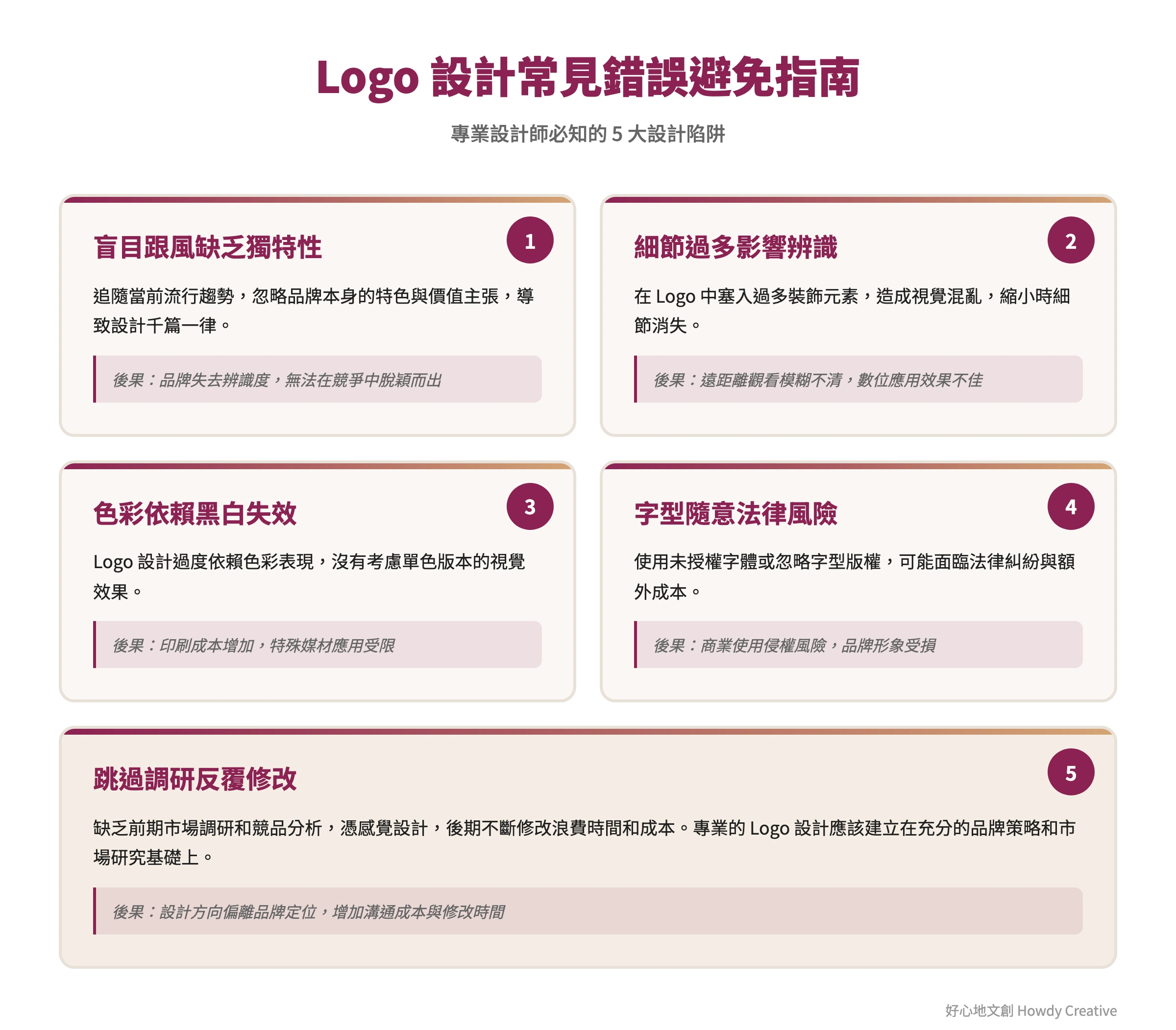 Logo設計五大常見錯誤框架圖,幫助企業避免設計陷阱