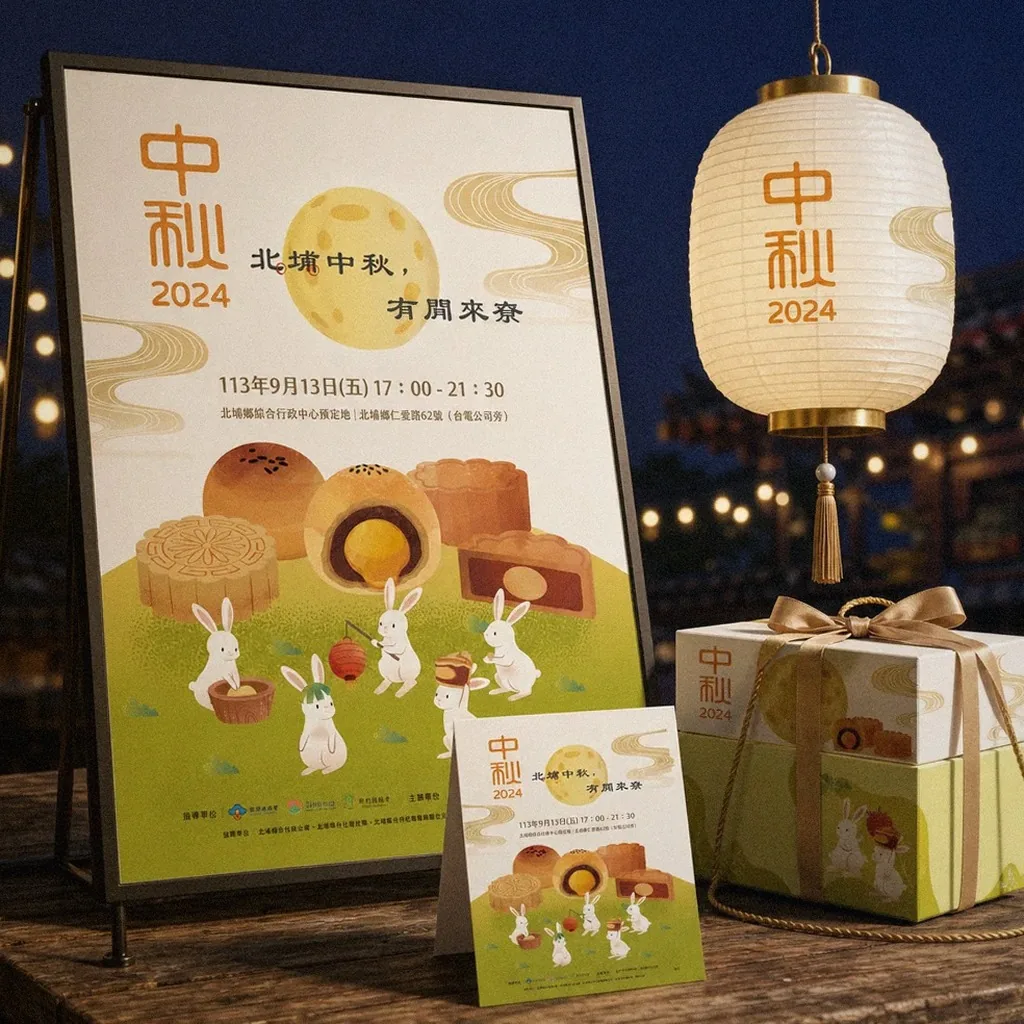 Beipu Mid-Autumn Festival event collateral applied on site | Howdy Creative