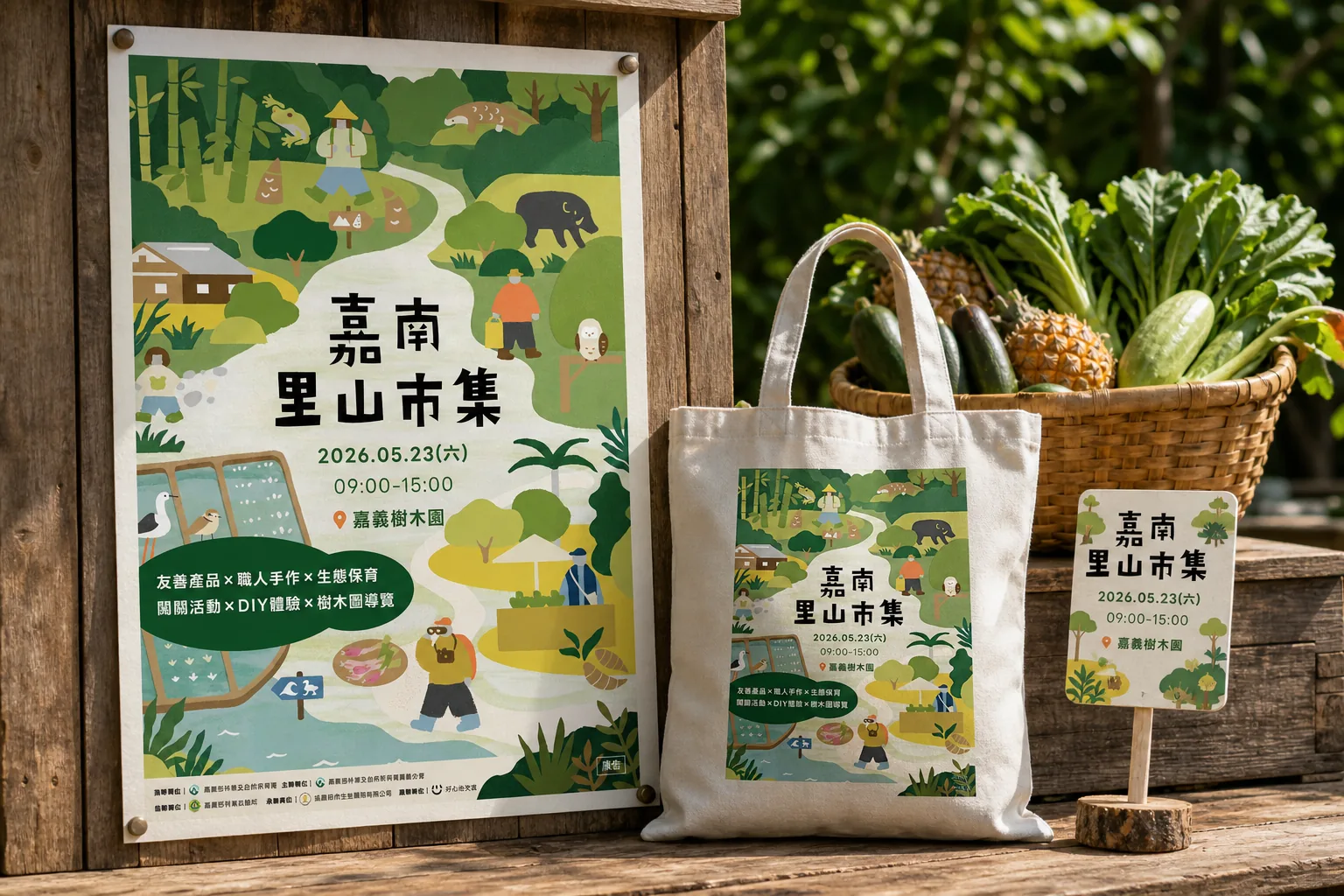 嘉南里山市集 攤位文宣應用示意｜好心地文創