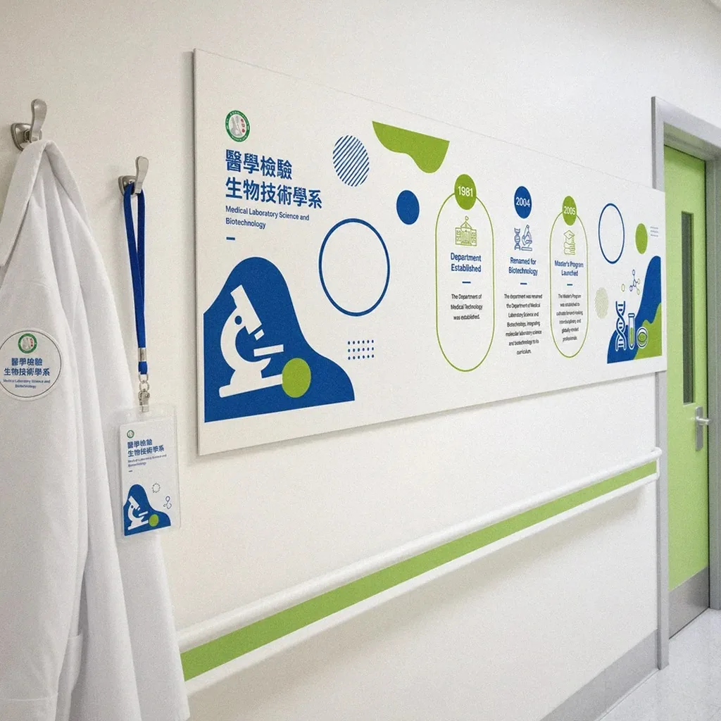 China Medical University Department of Medical Laboratory Science corridor identity wall application | Howdy Creative