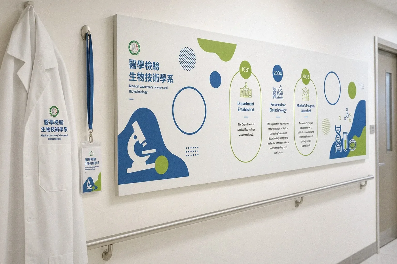 China Medical University Department of Medical Laboratory Science corridor identity wall application | Howdy Creative