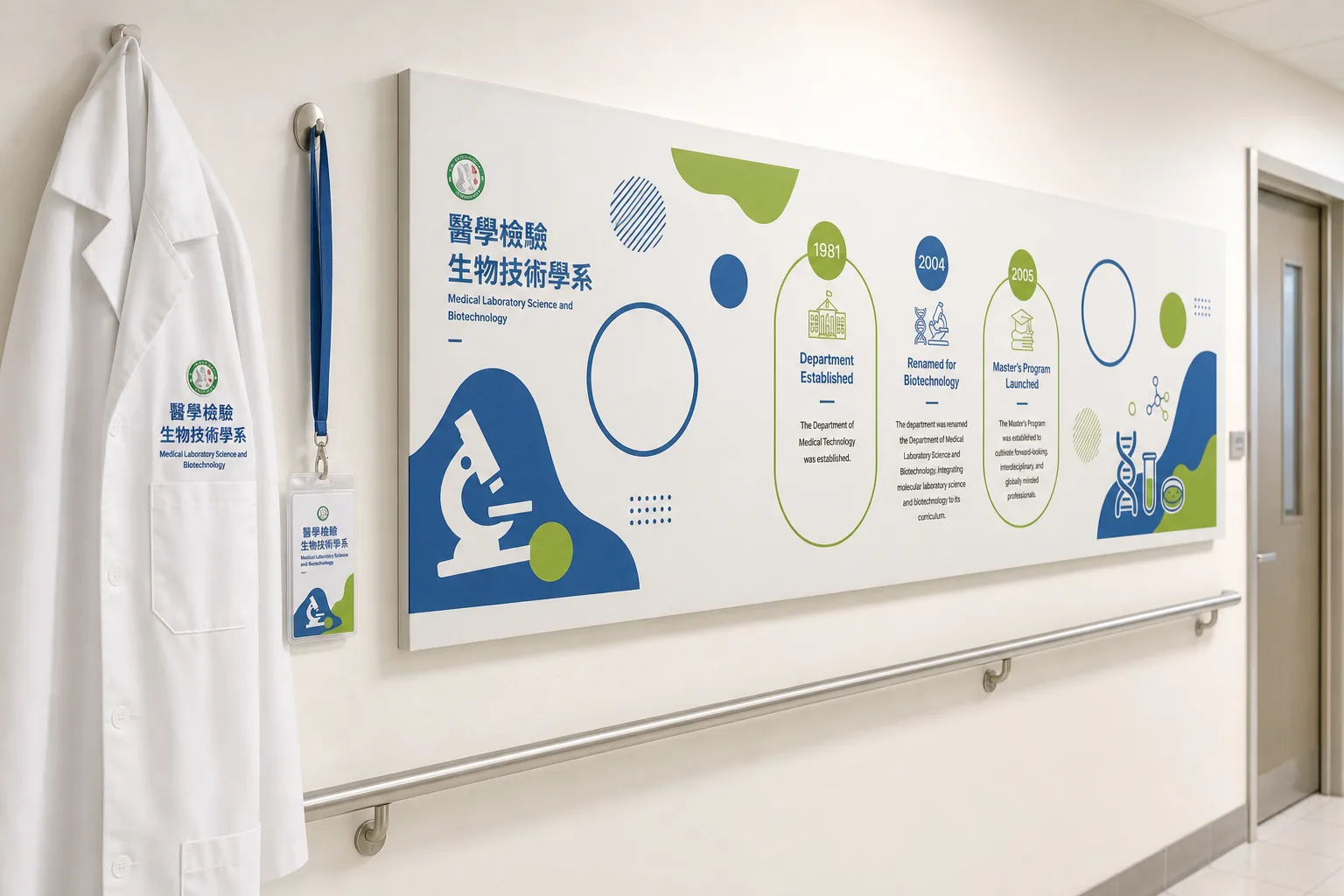 中國醫藥大學醫技系 形象牆走廊應用示意|好心地文創