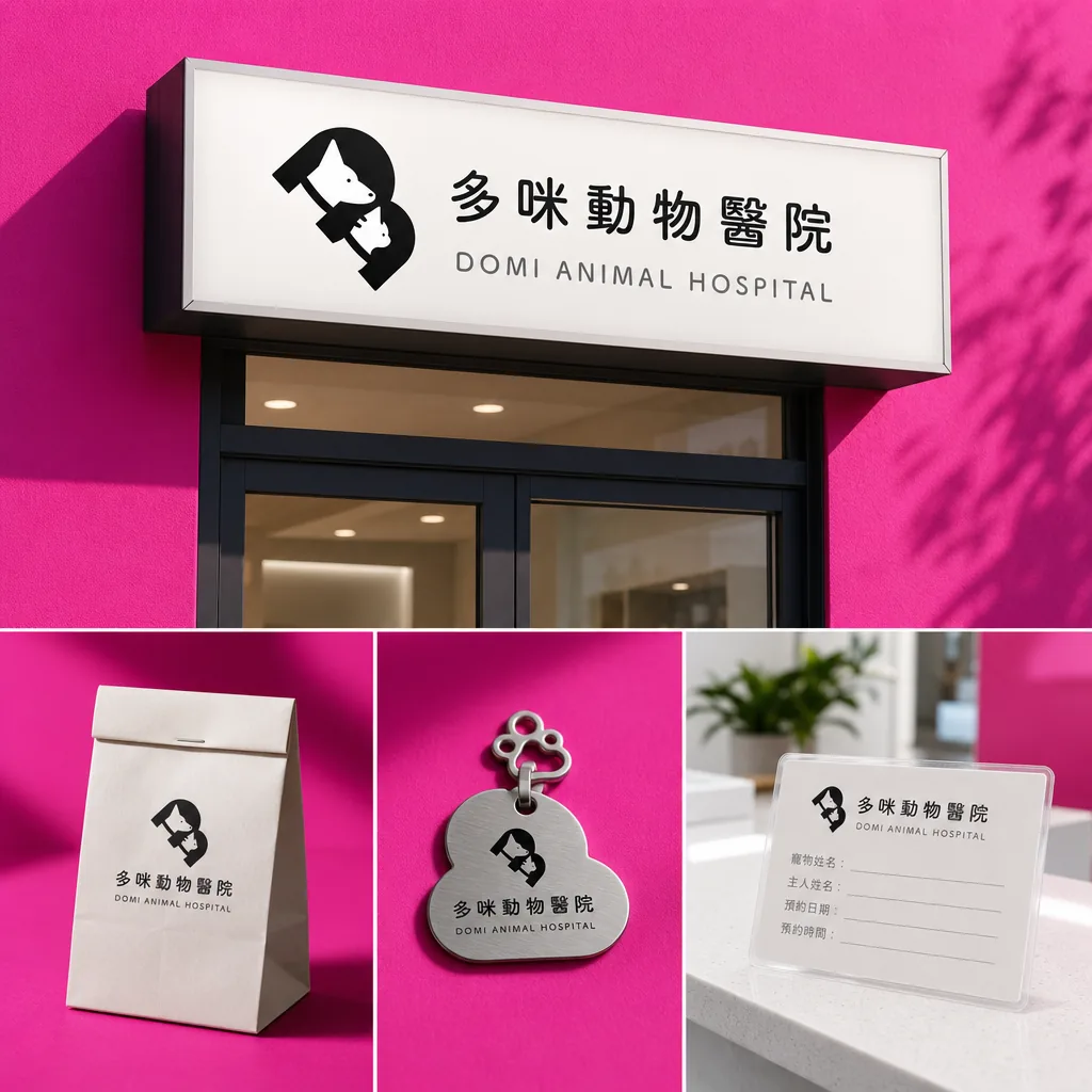 多咪動物醫院 診所招牌與應用示意｜好心地文創