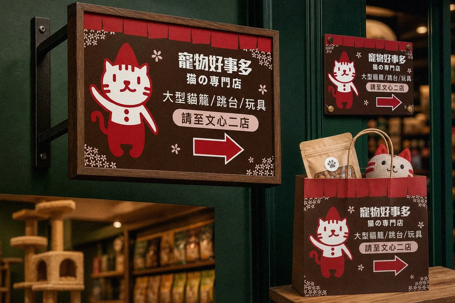 ハッピーペット 看板サイネージ応用イメージ|好心地文創