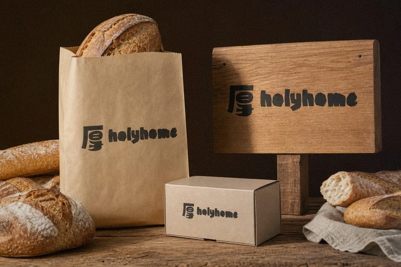 厚禮家鄉村麵包 品牌包裝應用示意｜好心地文創