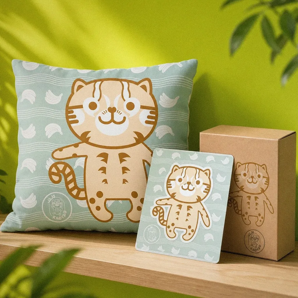 JiJi the leopard cat merchandise displayed as if in a conservation gift shop | Howdy Creative