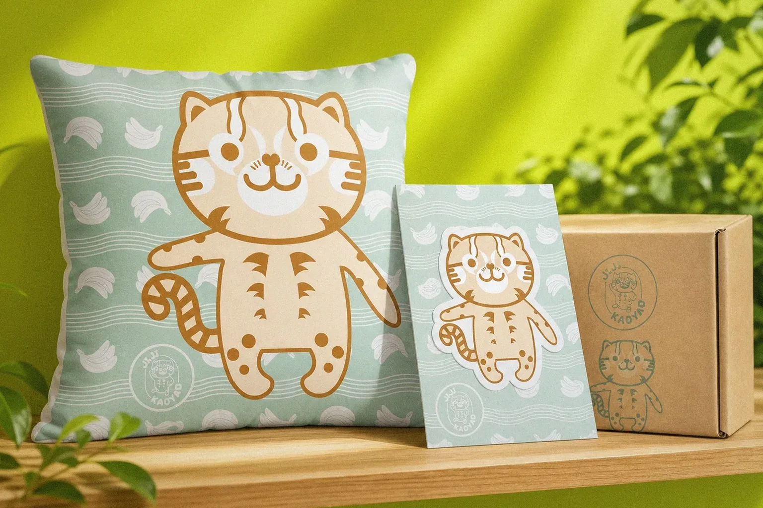JiJi the leopard cat merchandise displayed as if in a conservation gift shop | Howdy Creative