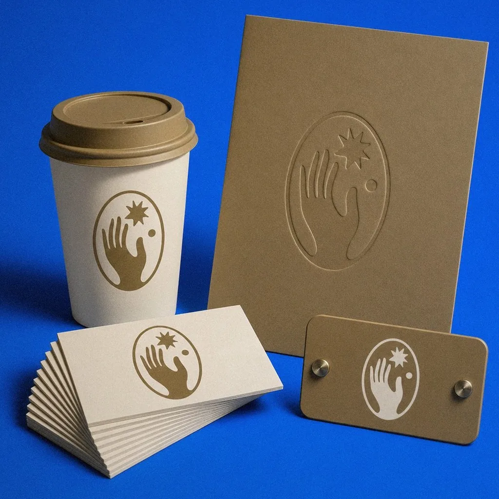 Soul Island Coffee brand identity applications: tote bag, cup, notebook, card | Howdy Creative