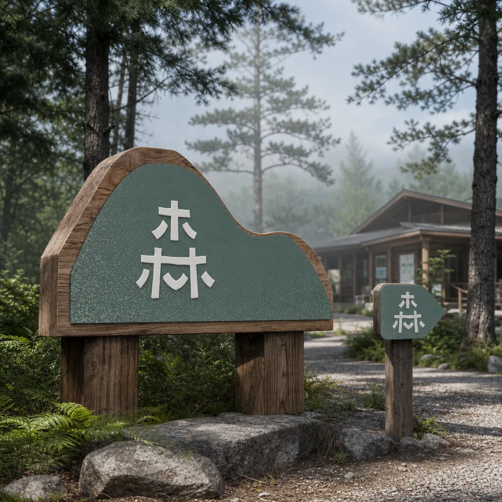 藤枝國家森林遊樂區入口意象木質招牌應用示意｜好心地文創