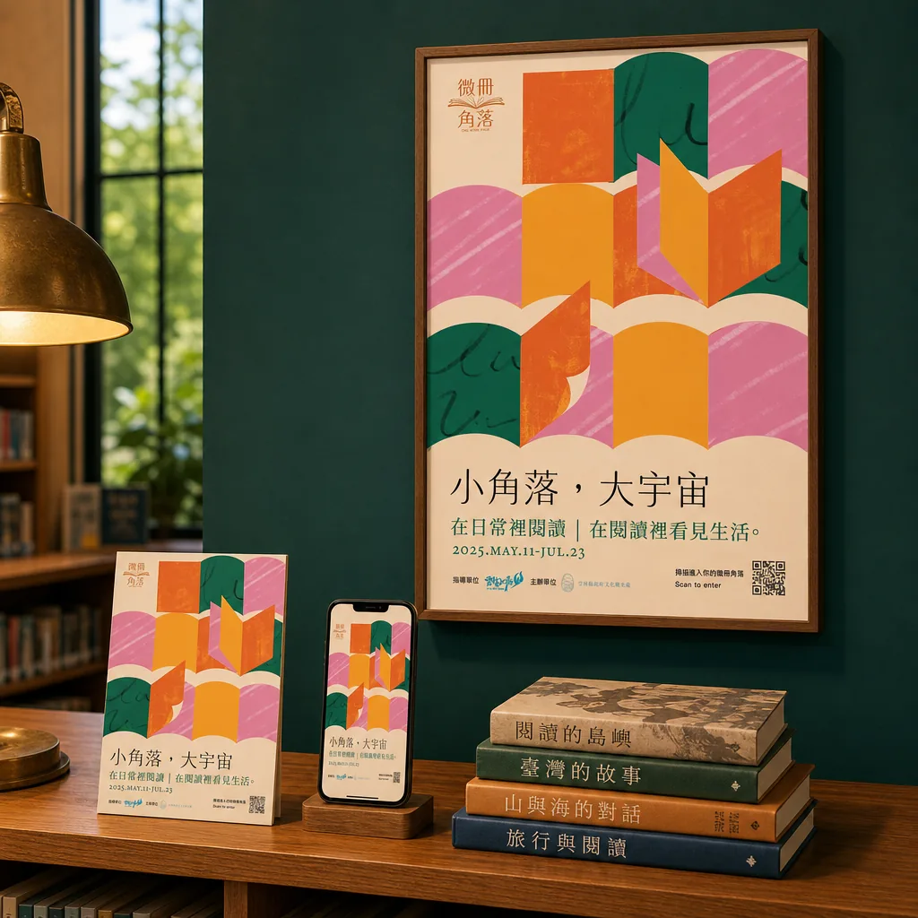 雲林文觀處「小角落，大宇宙」全民閱讀主視覺圖書館閱讀角應用示意｜好心地文創